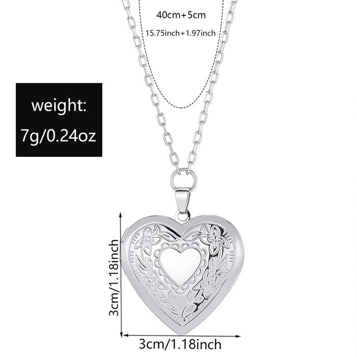 Wholesale Fashionable couple love pendant necklace exquisite can be opened photo frame peach heart collarbone chain for women