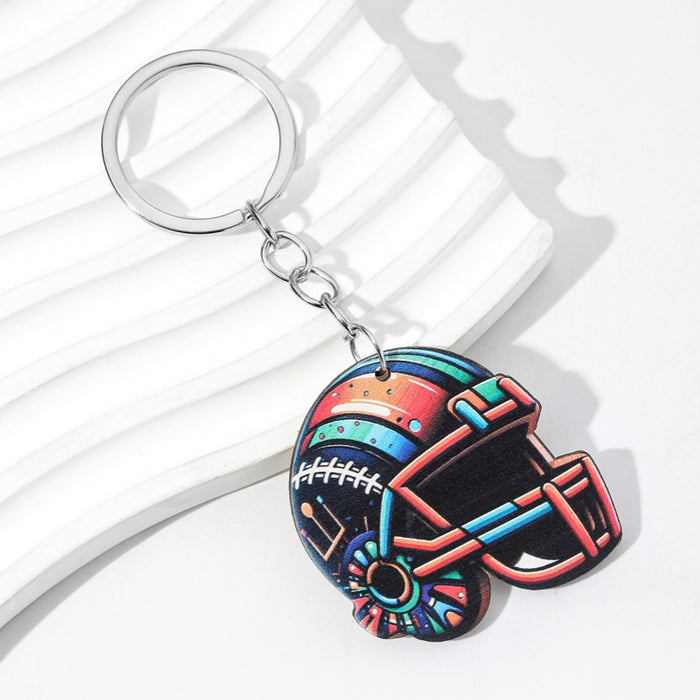 Wholesale Football Hat Wooden Keychain JDC-KC-RongR018