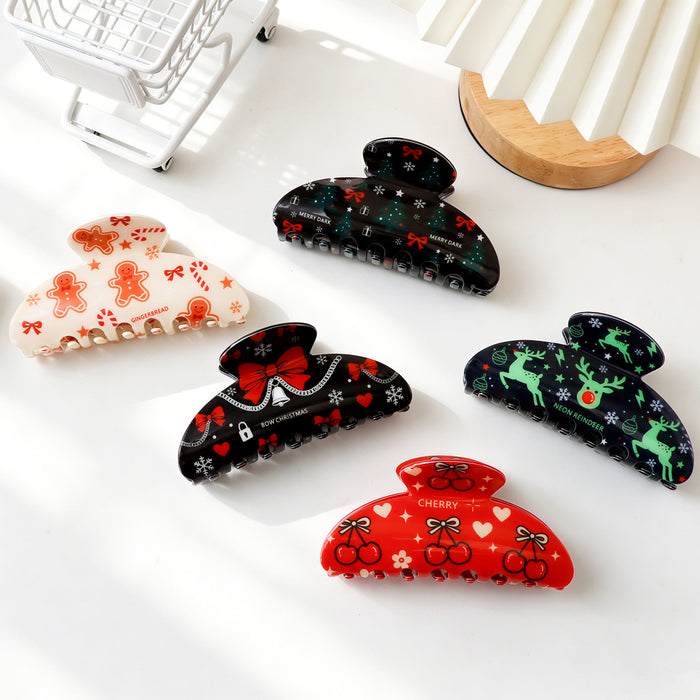 Wholesale PVC Claw Hair Clip Christmas Gingerbread Man Reindeer Women S Fashion Accessory