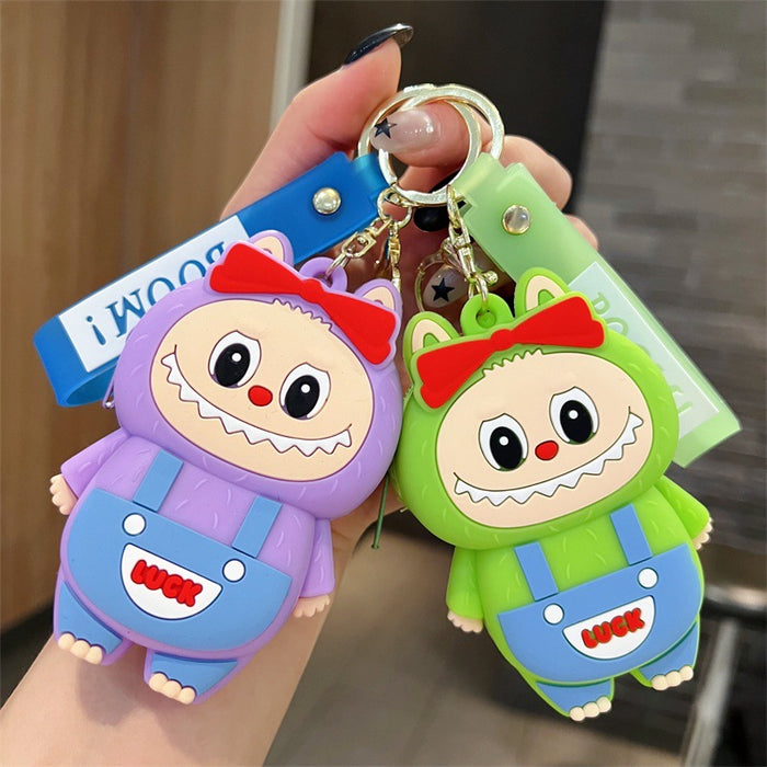 Wholesale Creative overalls-shaped cartoon character coin purse silicone keychains