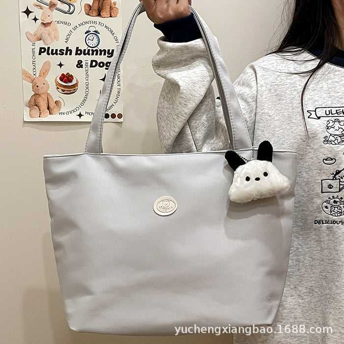 Wholesale Solid color casual versatile shoulder bag large capacity student handbag commuting to class tote bag