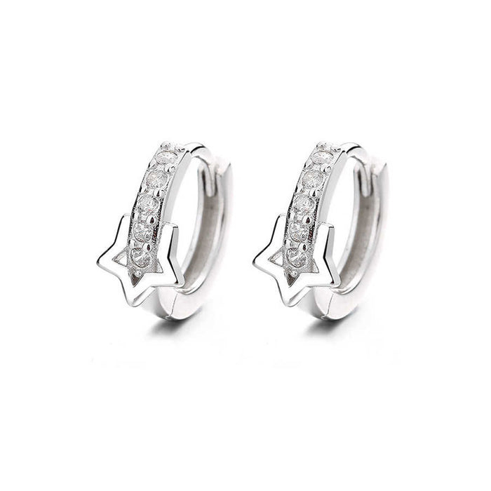 Wholesale Zircon heart-shaped ear buckle with diamond earrings, small and exquisite hollow heart earrings