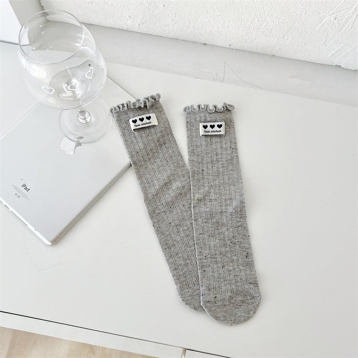 Wholesale New Socks, Children's Middle Socks, Love Cloth Label Accessories, Stacked Socks