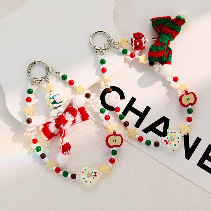 Wholesale Christmas Animal Beaded Keychains Bag Charm Keychain for Party Gift