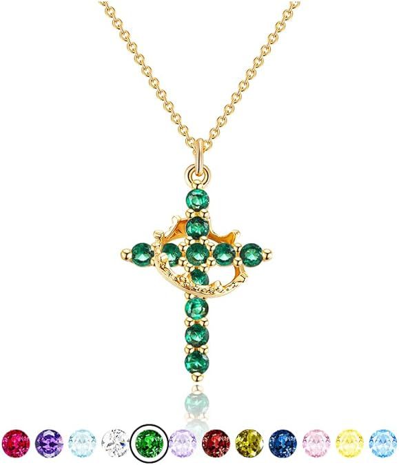 Wholesale Cross Crown Rotating Necklace Versatile Light Luxury High End Necklace Zircon Clavicle Chain