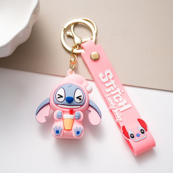 Wholesale Cute cartoon silicone keychains in various colors.