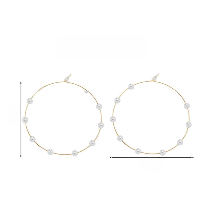 Wholesale New pearl large circle earrings with trendy and exaggerated pearl earrings