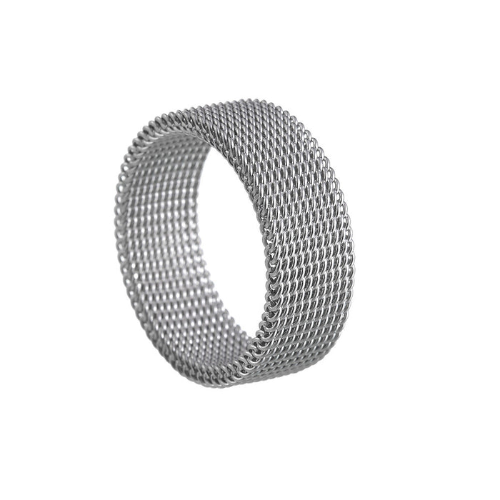 Wholesale Checkered Mesh Titanium Steel Ring JDC-RS-YuYuan004