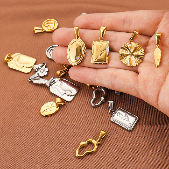 Wholesale 6pcs/set DIY Pendant Stainless Steel Plated 24K Gold Flower Heart  Geometric Jewelry Accessories