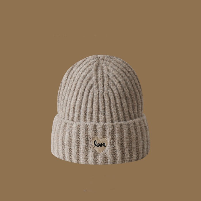Wholesale Heart-embroidered knitted wool hat