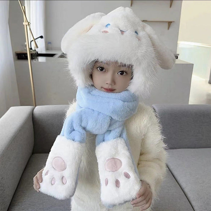 Wholesale Winter children' s hat three-piece plush cartoon cute hat f