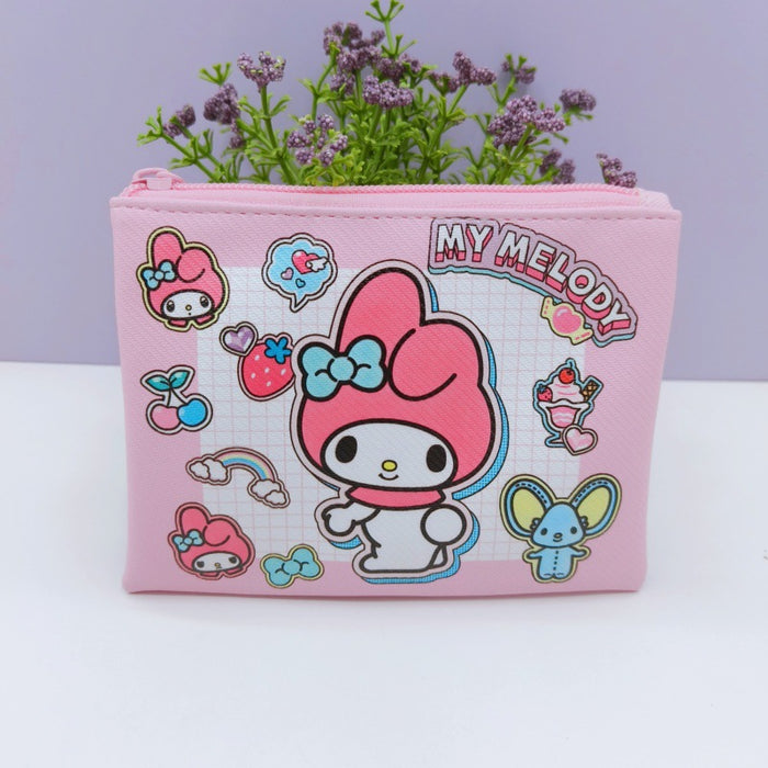 Wholesale Stylish Cartoon Printed PU Coin Purse Zipper Pouch Earphone Cord Storage Key Bag