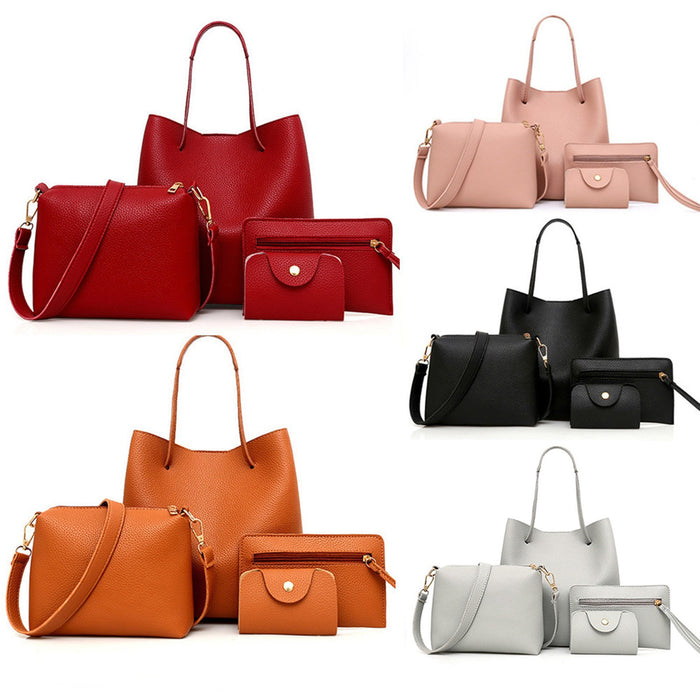Wholesale New Fashion PU Four Piece Retro Large Capacity Women's Handbag