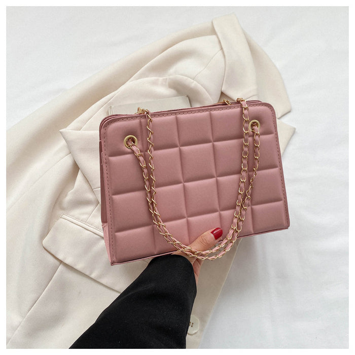 Wholesale PU Embossed Checkered Candy Color Shoulder Messenger Bag JDC-SD-QiSheng011