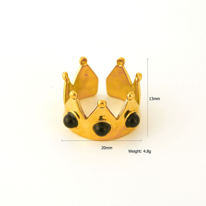 Wholesale Personalized New Product Crown Stainless Steel Ring with Natural Stone Premium Open End Ring Multi Color Wholesale