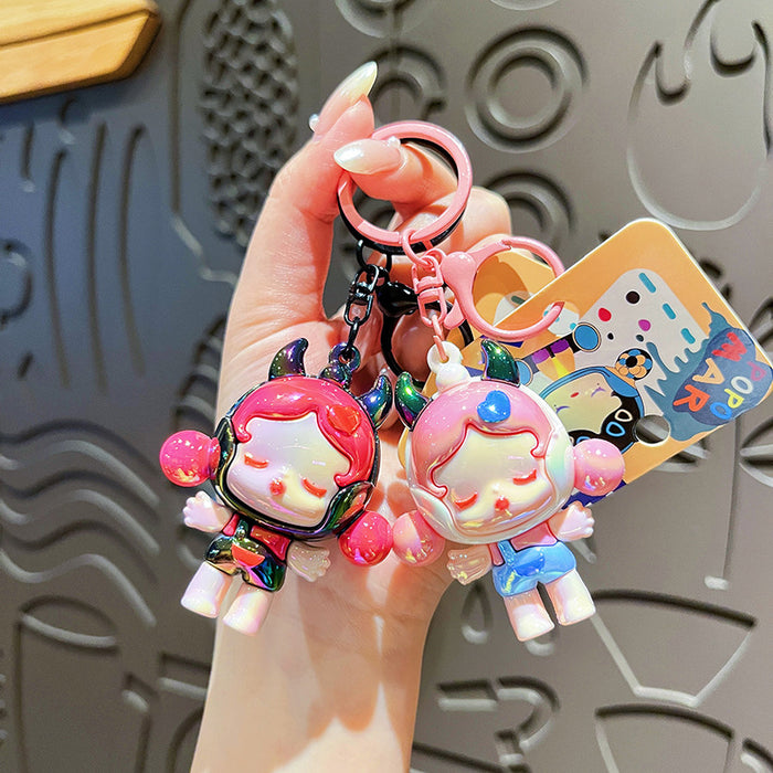 Wholesale Creative electroplated keychain cute cartoon doll couple bag pendant small gift