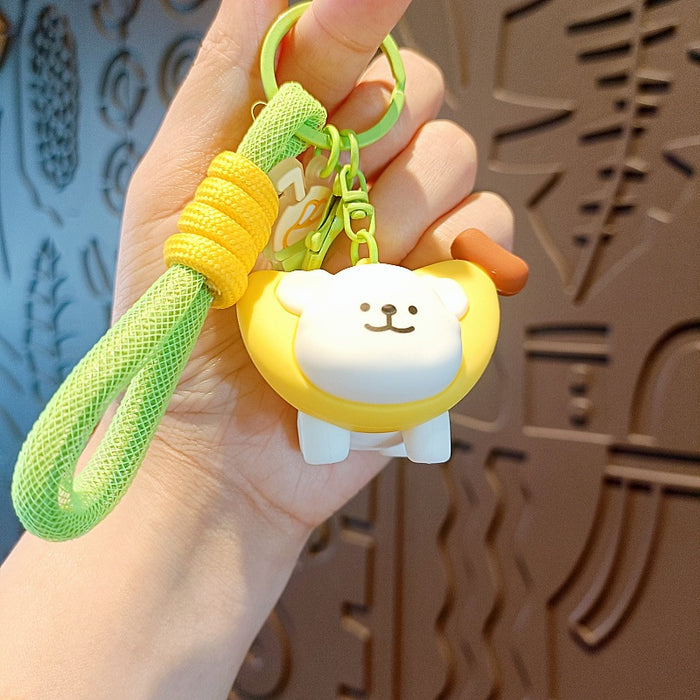 Wholesale Line Puppy Keychain Korean Cartoon Doll School Bag Pendant Cute Couple Key Chain Doll Machine Small Gift