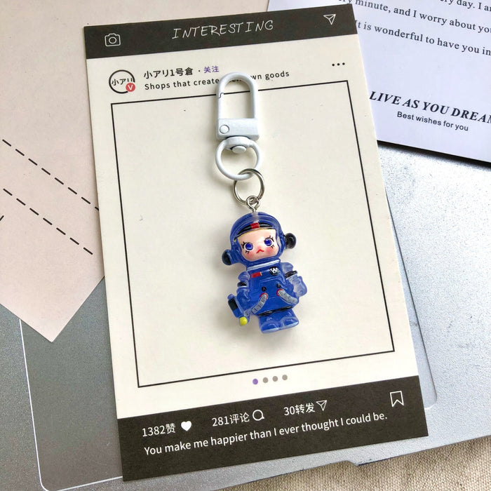 Wholesale Cute cartoon night light bubble astronaut keychain pendant accessory gift car hanging accessory
