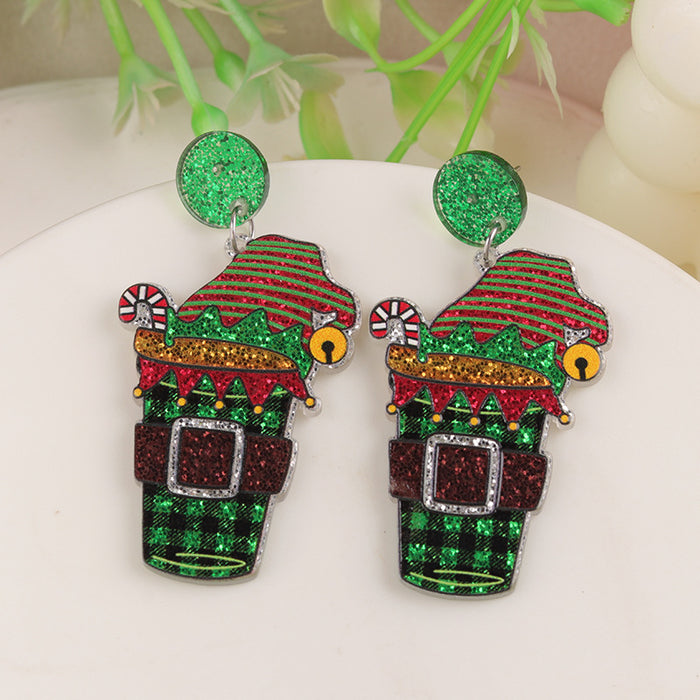 Wholesale Cartoon Christmas Series Elk Gloves Acrylic Earrings Exaggerated Design Earrings