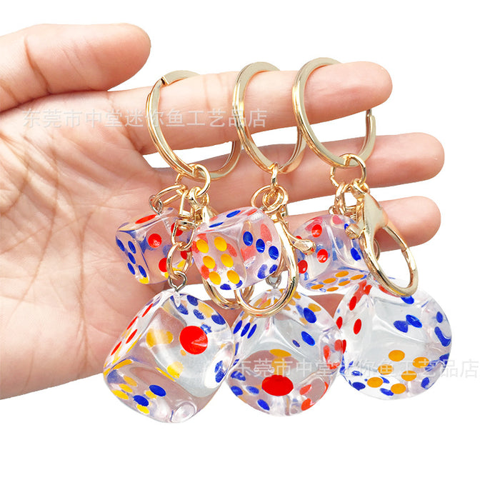 Wholesale Transparent Dice Keychain Crystal Creative Fashion Bag Car Key Dice Set Pendant