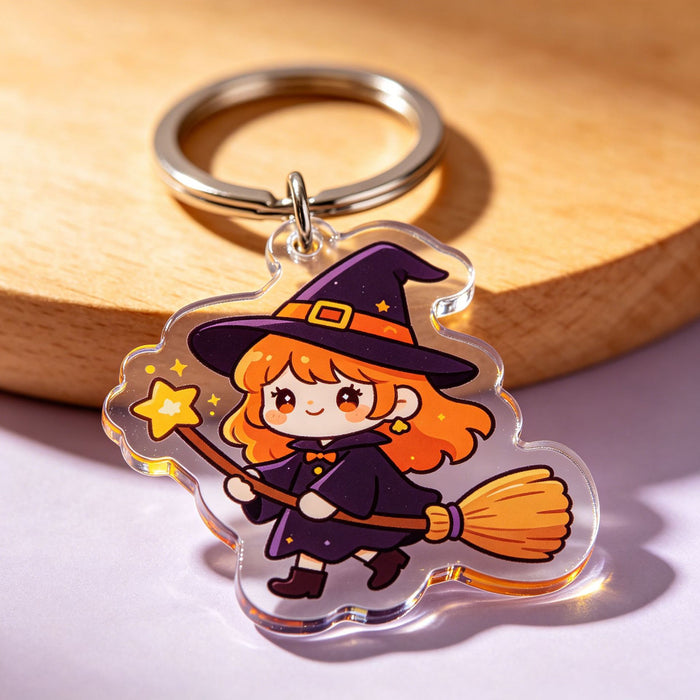 Wholesale Acrylic Keychain Pumpkin Witch Ghost Pendant Decorative Gift Accessory MOQ≥2