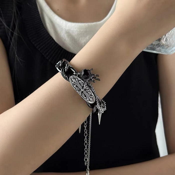 Wholesale Metallic leather bracelet punk niche heart-shaped bracelet