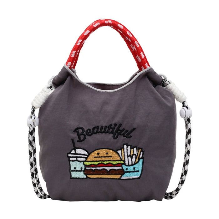 Wholesale New canvas bag embroidered eco-friendly shopping bag for commuting women, shoulder bag for niche diagonal cross bag