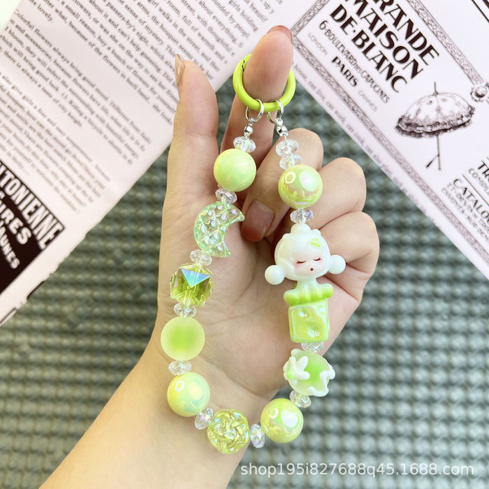 Wholesale Transparent Moon Bubble Girl Cute Hot Style Cute Mobile Phone Chain Keychain Bag Doll Pendant Accessories