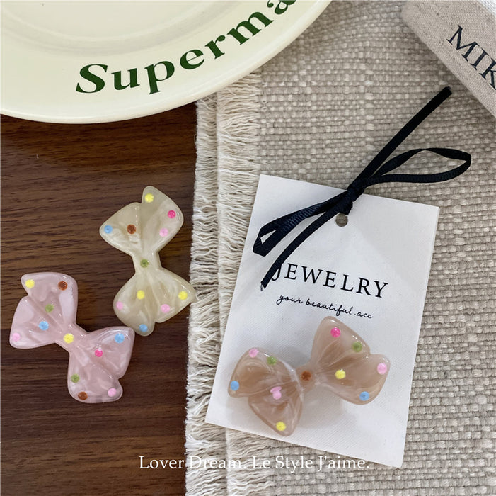 Wholesale Colorful polka dot love bow hair clip, cute bangs clip hair accessory