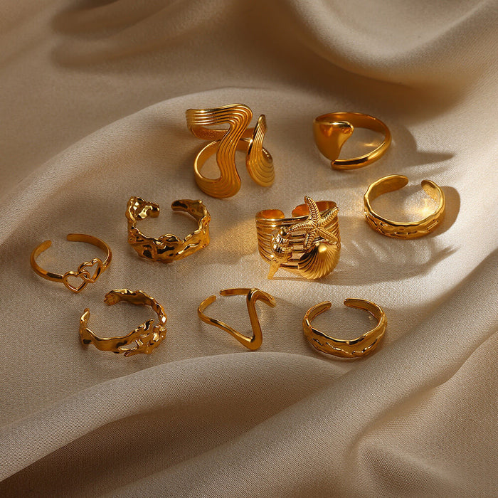 Wholesale Fashionable and personalized design, snake shaped irregular curve, geometric arc, non fading opening ring