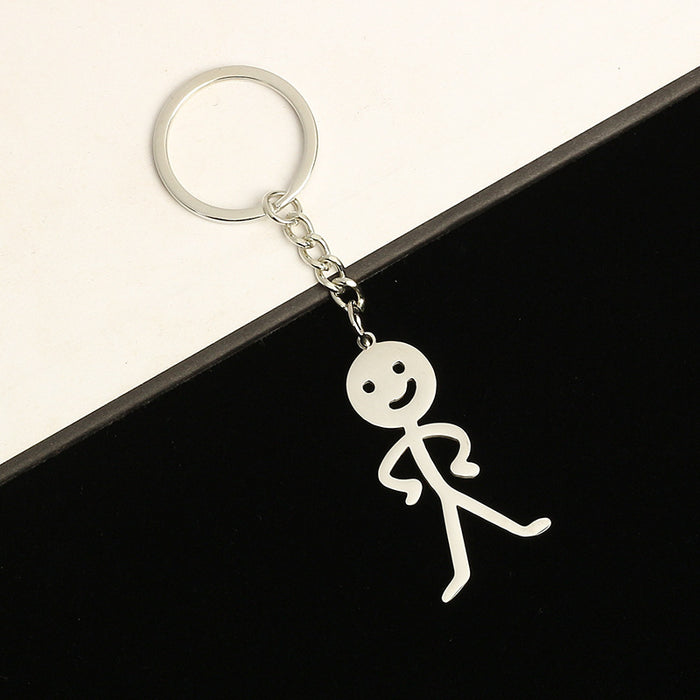 Wholesale Stainless Steel Graffiti Villain Shape Couple Keychain JDC-KC-Aohong004