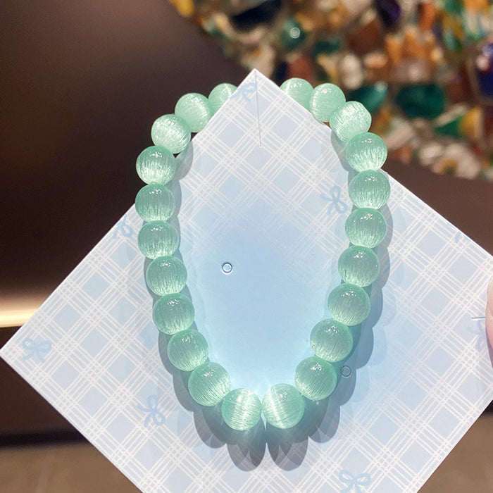 Wholesale Trendy Cat' s Eye Glass Beaded Bracelets Handmade Geometric MOQ≥3