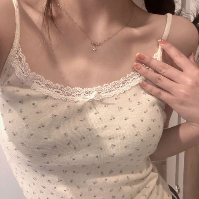 Wholesale Summer new floral short-sleeved right-shoulder crop top for women slimming and slimming bottoming