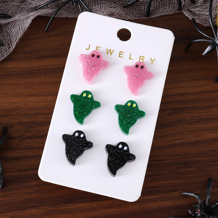 Wholesale Ghost Acrylic Earrings Set with Sequins Party Jewelry Accessory