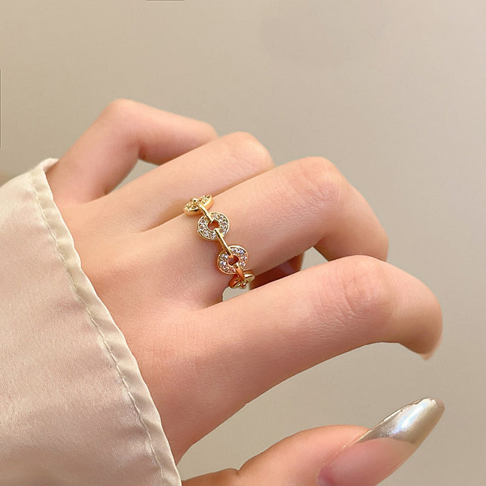 Wholesale Ring, female niche, coin ring, fashionable personality, light luxury style, versatile ring
