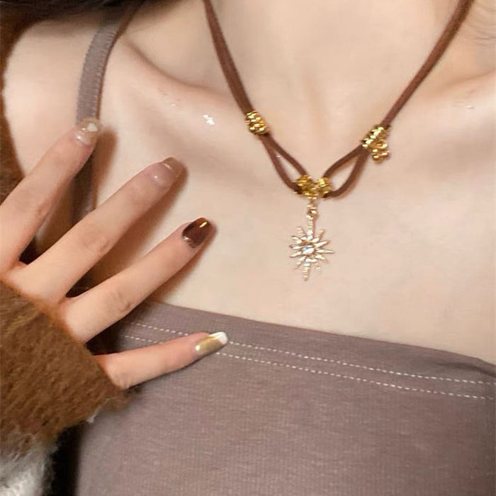 Wholesale Vintage Sunflower Star Pendant Necklace Women Necklace  Chain Chain