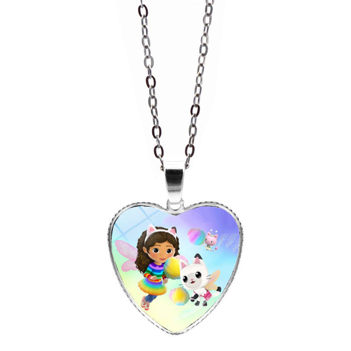 Wholesale Anime Gabby's Dollhouse Love Necklace Jewelry Girl Gift Cartoon Heart Pendant Sweater Chain JDC-NE-JY004