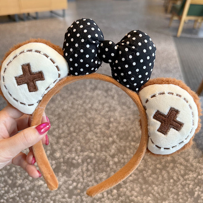 Wholesale Cute Cartoon Bear Plush Polka Dot Bow Headband