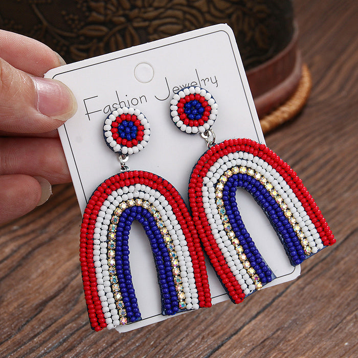 Wholesale New handmade creative earrings with five pointed stars, rainbow letters, national flag, personalized earrings