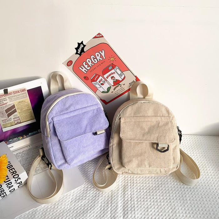 Wholesale Corduroy Solid Color Backpack JDC-BP-Feil001
