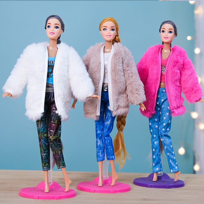 Wholesale Doll clothes plush vest coat skirt suit