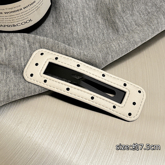 Wholesale Wave point leather hair clip with broken hair on the forehead, bangs clip, simple edge clip, hair clip headband