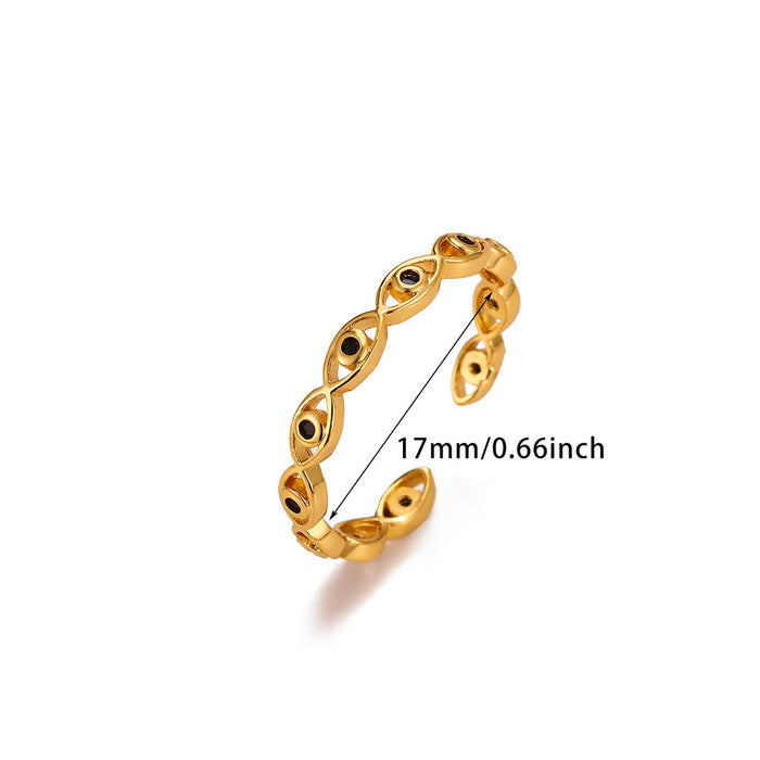 Wholesale Devil Eye Blue Eye Open Ring Stainless Steel Fashion Jewelry Accessory
