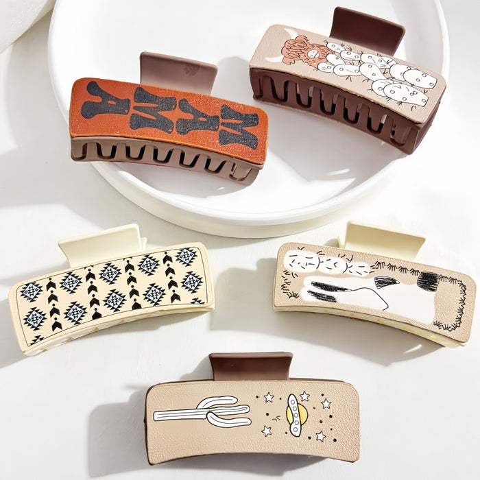 Wholesale Retro Hairpin Printed  GrabberHair Clips