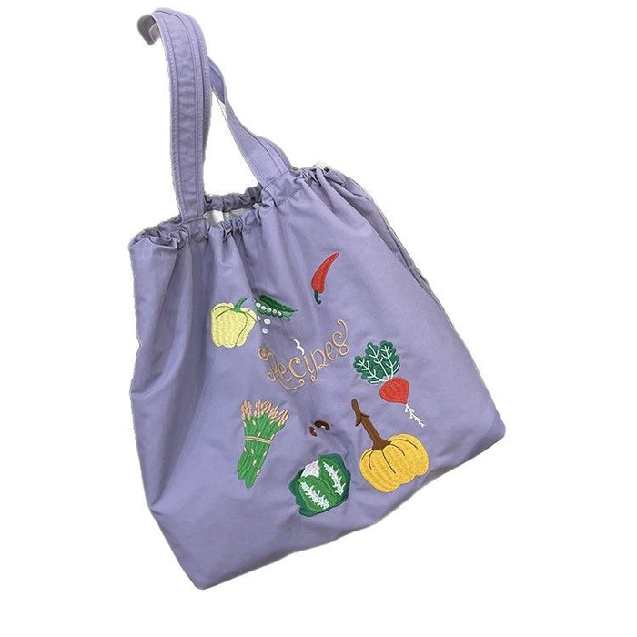 Wholesale Shoulder bag versatile backpack cartoon embroidery shoulder tote bag canvas bag