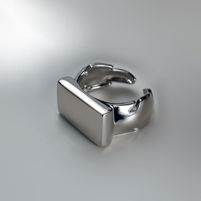 Wholesale Copper Zhendianzhibao Geometric Square Round Glossy Open Ring JDC-RS-YinJiu002