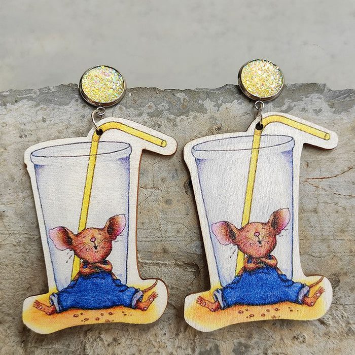 Wholesale 2PCS/PACK Cartoon Colored Pencil Cup Pendant Acrylic Earrings JDC-ES-HeYi115