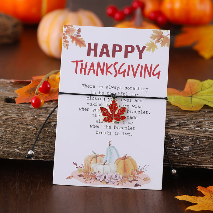 Wholesale Thanksgiving Personalized Creative Maple Leaf Turkey Pine Cone Bracelet Simple Color Card Jewelry