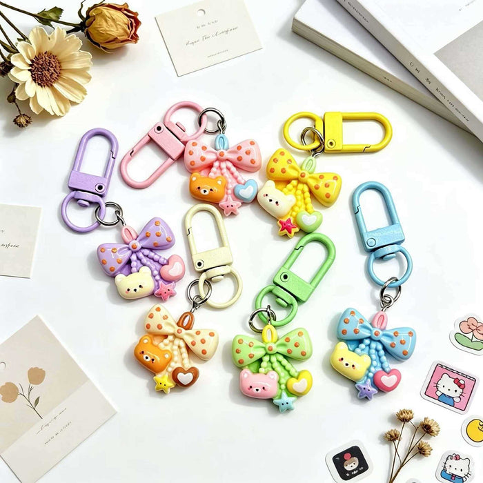 Wholesale Cute Bow Bear Resin Bag Charm Sweet Pendant DIY Gift For Couple And