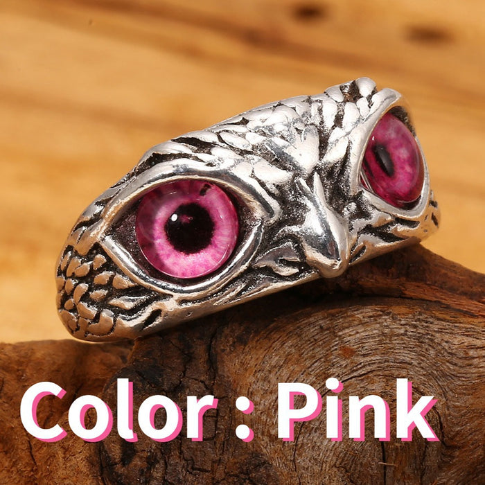 Wholesale Adjustable Evil Eye Owl Metal Ring JDC-RS-Lanx003